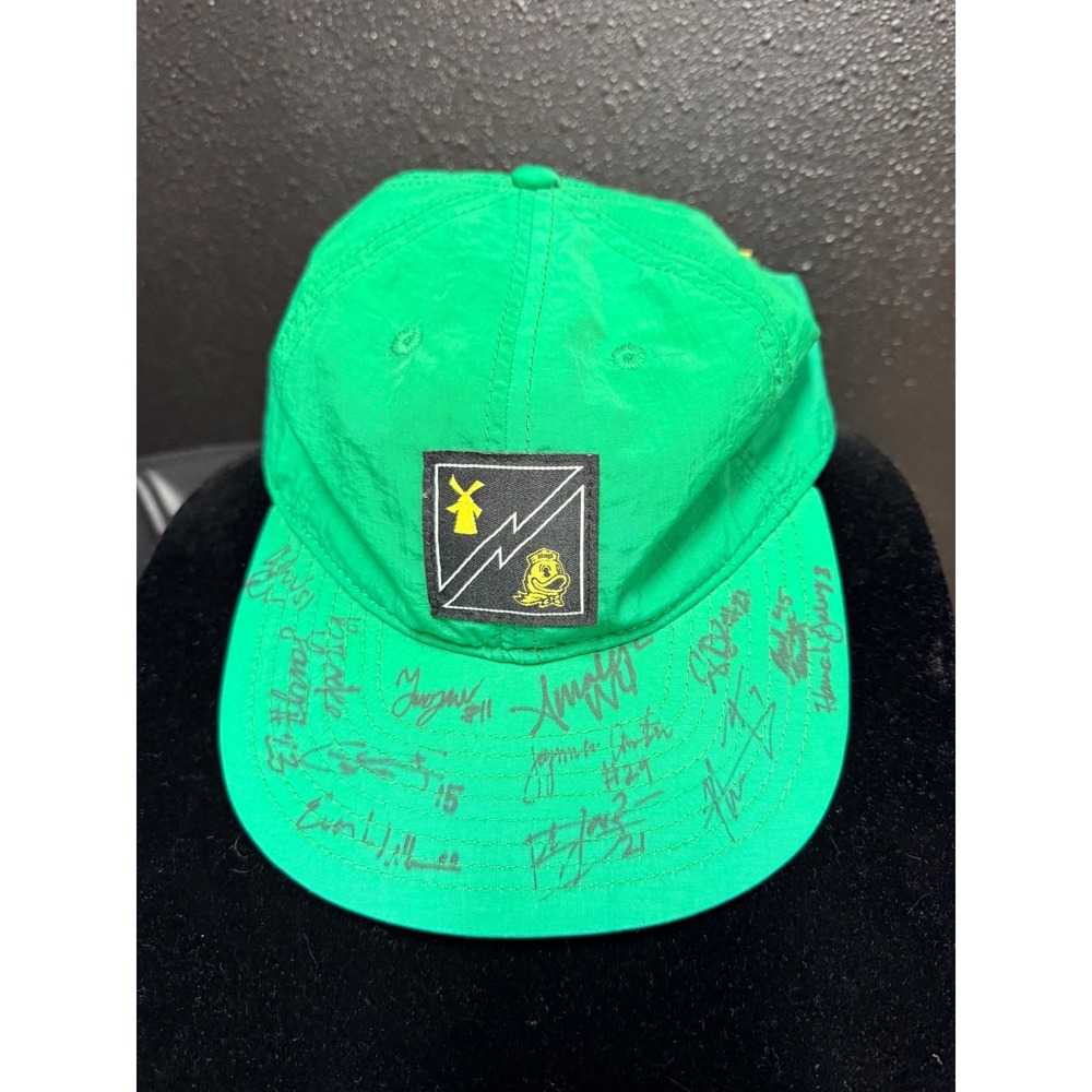 Dutch Bros Oregon Ducks Green Strapback Hat Signed By Sabrina Ionescu & Players